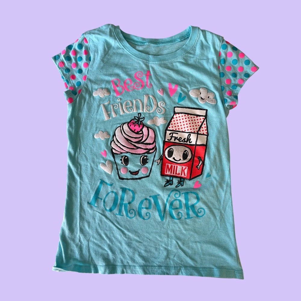 Y2K Best Friends Forever Cupcake Milk Graphic Baby Tee Scene Cute #18